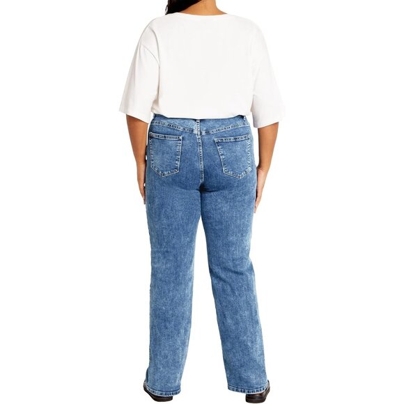 Women's Stretch Cotton Straight Jeans Plus Size Mid Rise 24 Chic Durable - Picture 2 of 7